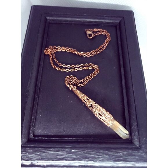 Copper Filigree red quartz crystal necklace handmade copper electroplated - Picture 8 of 12